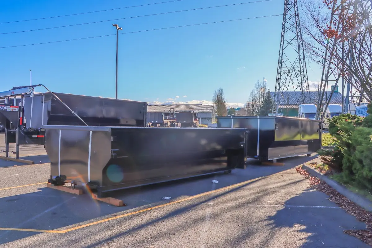 Roll-off dumpster ready for waste disposal at job site for 8 Yard Dumpster Rental in Plymouth
